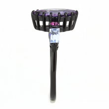 TK3456 - Stainless Steel Ring IP Black(Ion Plating) Women AAA Grade CZ Amethyst