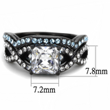 TK3457 - Stainless Steel Ring IP Black(Ion Plating) Women AAA Grade CZ Clear