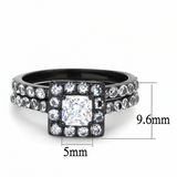 TK3458 - Stainless Steel Ring IP Black(Ion Plating) Women AAA Grade CZ Clear