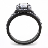 TK3458 - Stainless Steel Ring IP Black(Ion Plating) Women AAA Grade CZ Clear