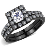 TK3458 - Stainless Steel Ring IP Black(Ion Plating) Women AAA Grade CZ Clear