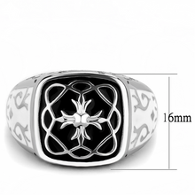 TK3460 - Stainless Steel Ring High polished (no plating) Men Epoxy Jet
