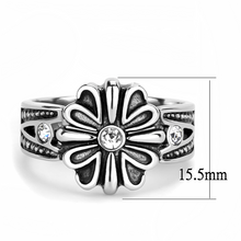 TK3462 - Stainless Steel Ring High polished (no plating) Unisex Top Grade Crystal Clear