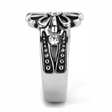 TK3462 - Stainless Steel Ring High polished (no plating) Unisex Top Grade Crystal Clear