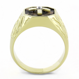 TK3464 - Stainless Steel Ring IP Gold(Ion Plating) Men Top Grade Crystal Clear