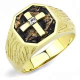 TK3464 - Stainless Steel Ring IP Gold(Ion Plating) Men Top Grade Crystal Clear