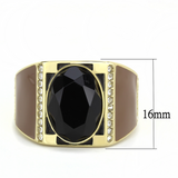 TK3465 - Stainless Steel Ring IP Gold(Ion Plating) Men Synthetic Jet