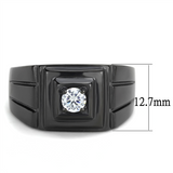 TK3466 - Stainless Steel Ring IP Black(Ion Plating) Men AAA Grade CZ Clear