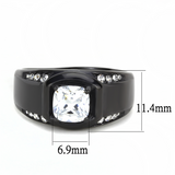 TK3467 - Stainless Steel Ring IP Black(Ion Plating) Men AAA Grade CZ Clear