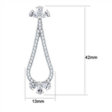 TK3473 - High polished (no plating) Stainless Steel Earrings with AAA Grade CZ  in Clear