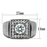 TK347 - Stainless Steel Ring High polished (no plating) Men AAA Grade CZ Clear
