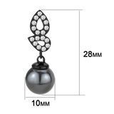 TK3483 - IP Black(Ion Plating) Stainless Steel Earrings with Synthetic Pearl in Gray