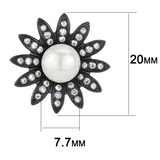 TK3484 - Stainless Steel Earrings IP Black(Ion Plating) Women Synthetic White