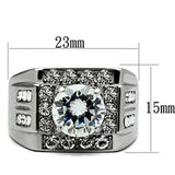 TK348 - Stainless Steel Ring High polished (no plating) Men AAA Grade CZ Clear