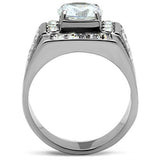 TK348 - Stainless Steel Ring High polished (no plating) Men AAA Grade CZ Clear