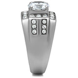 TK348 - Stainless Steel Ring High polished (no plating) Men AAA Grade CZ Clear