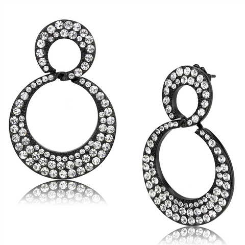 TK3493 - Stainless Steel Earrings IP Black(Ion Plating) Women Top Grade Crystal Clear