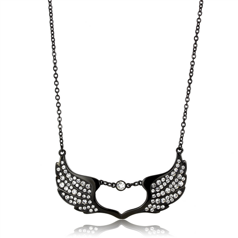 TK3496 - Stainless Steel Necklace IP Black(Ion Plating) Women Top Grade Crystal Clear