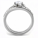 TK3507 - Stainless Steel Ring High polished (no plating) Women AAA Grade CZ Clear