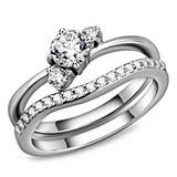 TK3507 - Stainless Steel Ring High polished (no plating) Women AAA Grade CZ Clear