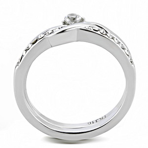 TK3508 - Stainless Steel Ring High polished (no plating) Women AAA Grade CZ Clear