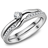 TK3508 - Stainless Steel Ring High polished (no plating) Women AAA Grade CZ Clear
