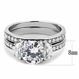 TK3509 - Stainless Steel Ring High polished (no plating) Women AAA Grade CZ Clear