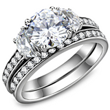 TK3509 - Stainless Steel Ring High polished (no plating) Women AAA Grade CZ Clear