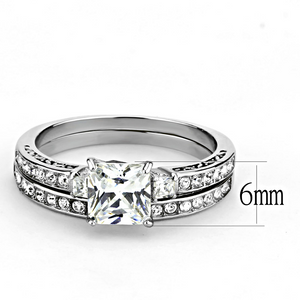 TK3510 - Stainless Steel Ring High polished (no plating) Women AAA Grade CZ Clear