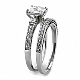 TK3510 - Stainless Steel Ring High polished (no plating) Women AAA Grade CZ Clear