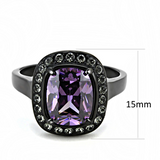 TK3512 - Stainless Steel Ring IP Black(Ion Plating) Women AAA Grade CZ Amethyst