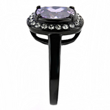 TK3512 - Stainless Steel Ring IP Black(Ion Plating) Women AAA Grade CZ Amethyst