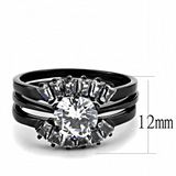 TK3514 - Stainless Steel Ring IP Black(Ion Plating) Women AAA Grade CZ Clear