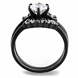 TK3514 - Stainless Steel Ring IP Black(Ion Plating) Women AAA Grade CZ Clear