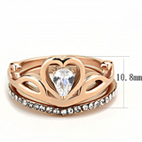 TK3518 - Stainless Steel Ring IP Rose Gold(Ion Plating) Women AAA Grade CZ Clear