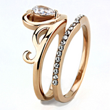 TK3518 - Stainless Steel Ring IP Rose Gold(Ion Plating) Women AAA Grade CZ Clear