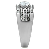 TK351 - Stainless Steel Ring High polished (no plating) Men AAA Grade CZ Clear