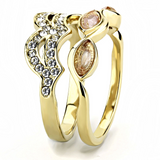 TK3521 - Stainless Steel Ring IP Gold(Ion Plating) Women Synthetic Light Peach