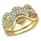 TK3521 - Stainless Steel Ring IP Gold(Ion Plating) Women Synthetic Light Peach