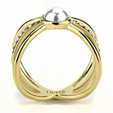 TK3522 - Stainless Steel Ring IP Gold(Ion Plating) Women Synthetic White