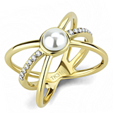 TK3522 - Stainless Steel Ring IP Gold(Ion Plating) Women Synthetic White