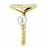 TK3523 - Stainless Steel Ring IP Gold(Ion Plating) Women Synthetic White