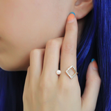 TK3523 - Stainless Steel Ring IP Gold(Ion Plating) Women Synthetic White