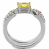 TK3526 - Stainless Steel Ring High polished (no plating) Women AAA Grade CZ Topaz