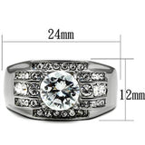 TK352 - Stainless Steel Ring High polished (no plating) Men AAA Grade CZ Clear