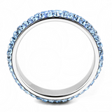 TK3535 - Stainless Steel Ring High polished (no plating) Women Top Grade Crystal Sea Blue