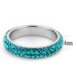 TK3538 - Stainless Steel Ring High polished (no plating) Women Top Grade Crystal Blue Zircon