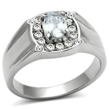 TK353 - Stainless Steel Ring High polished (no plating) Men AAA Grade CZ Clear