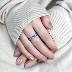 TK3540 - Stainless Steel Ring High polished (no plating) Women Top Grade Crystal Tanzanite
