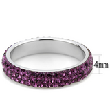 TK3541 - Stainless Steel Ring High polished (no plating) Women Top Grade Crystal Amethyst